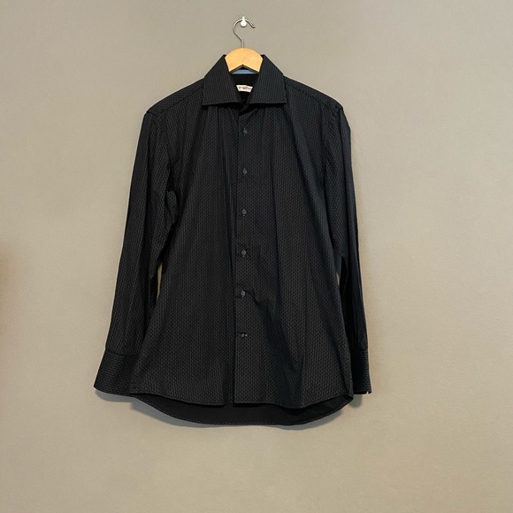 TIGLIO ROSSO Medium Black Pattern Button Shirt EUC - Picture 1 of 5